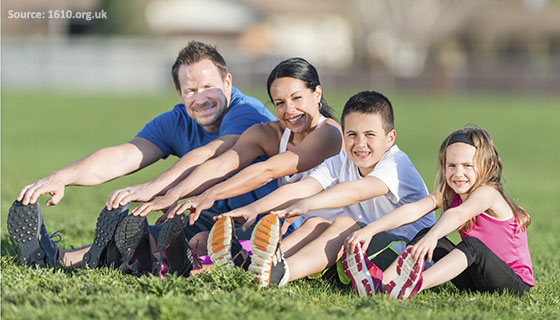 family playing sports together